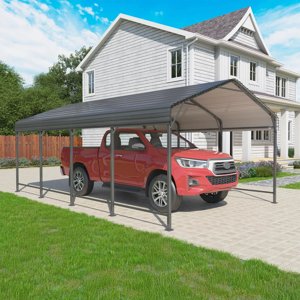 Viwat Heavy Duty Metal Carport With Galvanized Steel Frame