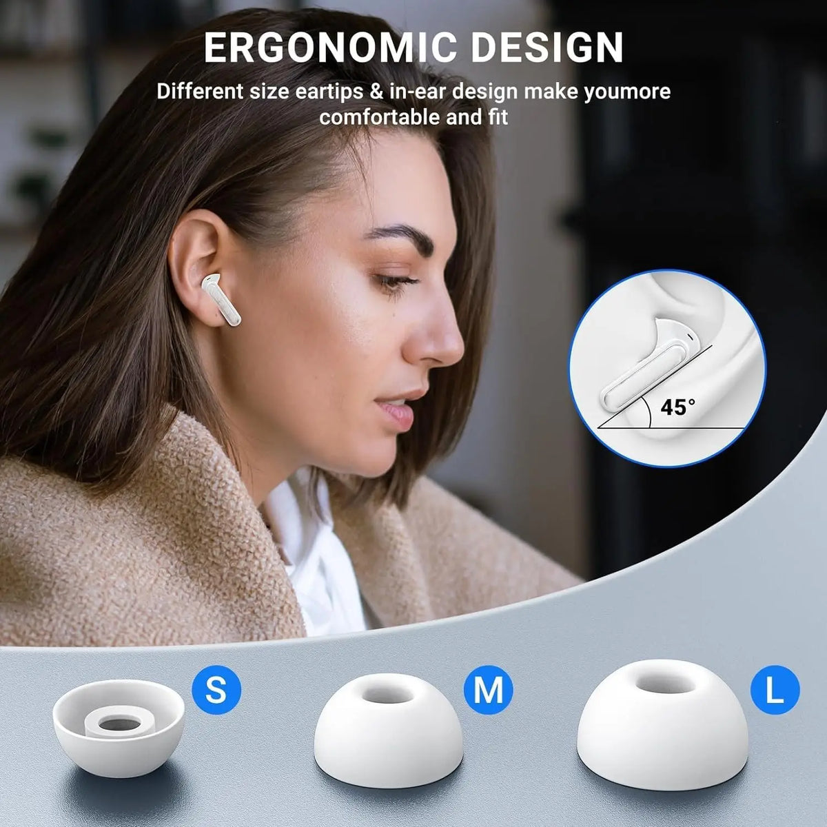 ZZLOVE Wireless Earbuds With Active Noise Cancellation Heart Rate Sensor