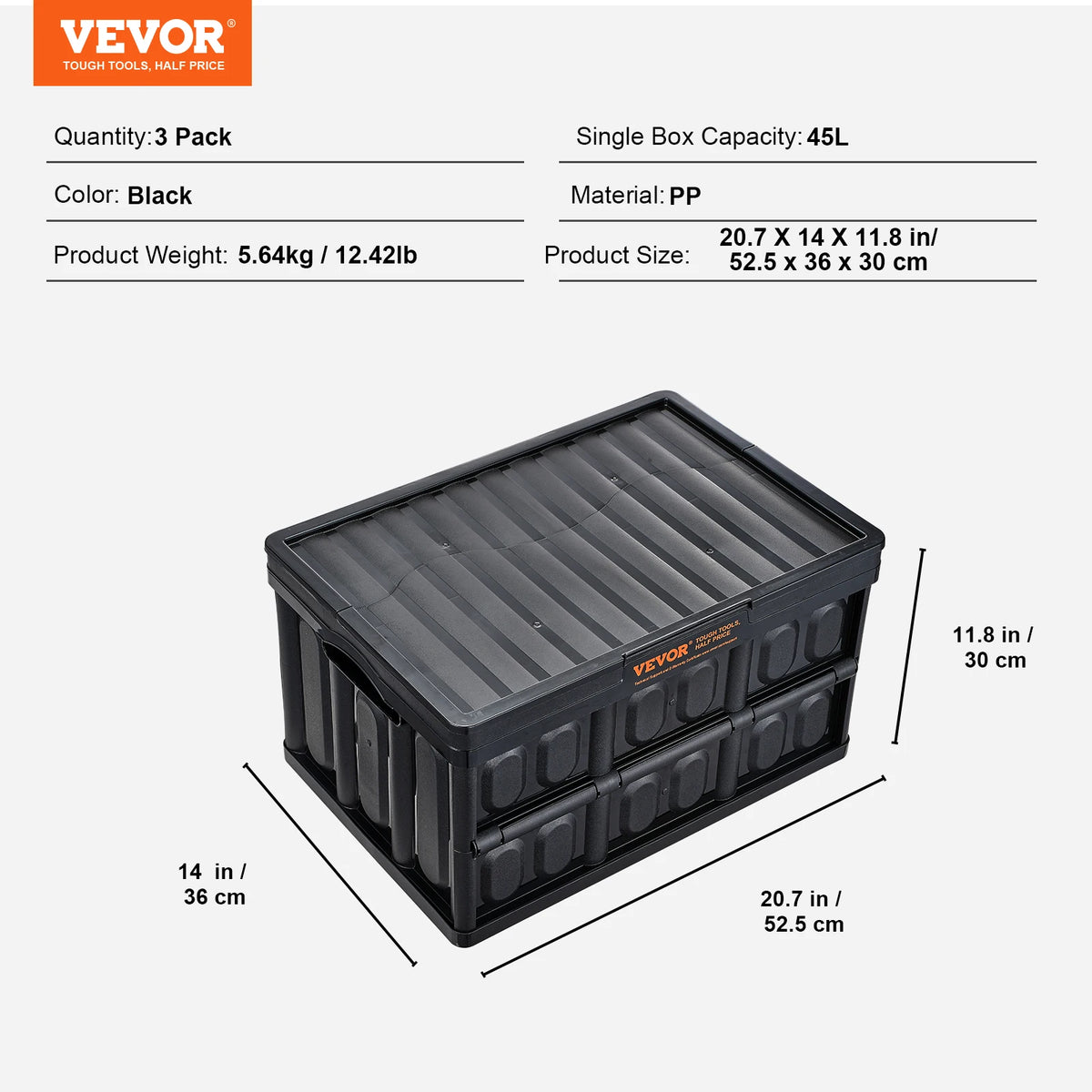 Three Pack Collapsible Storage Bins With Lids For Home Organization