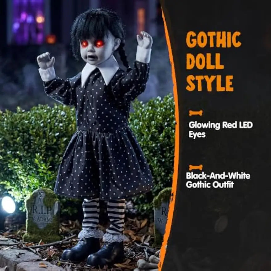 Joyfy Halloween Animatronic Ghost Doll With Glowing Eyes