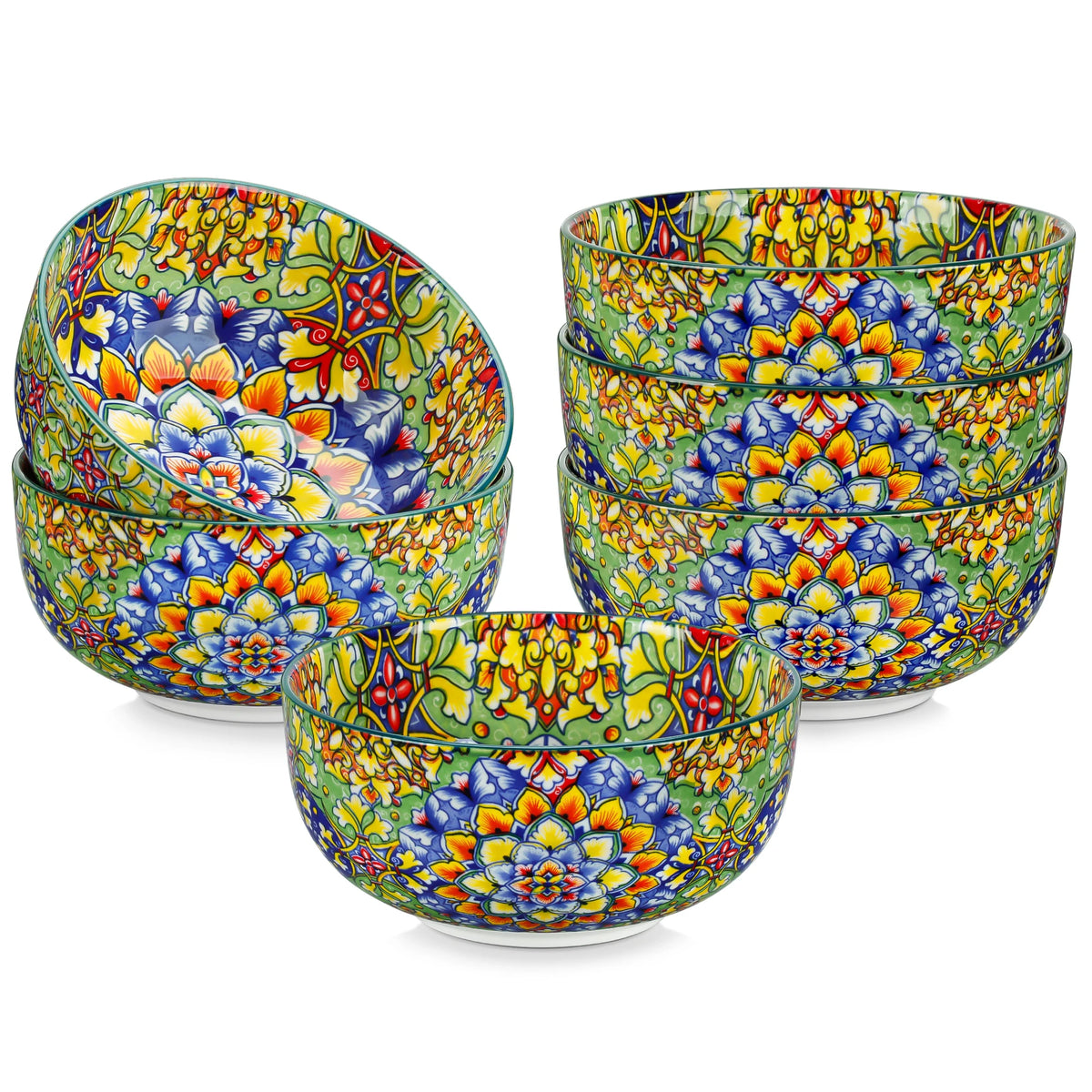 Malacasa Porcelain Cereal Bowl Set Featuring Elegant Floral Design