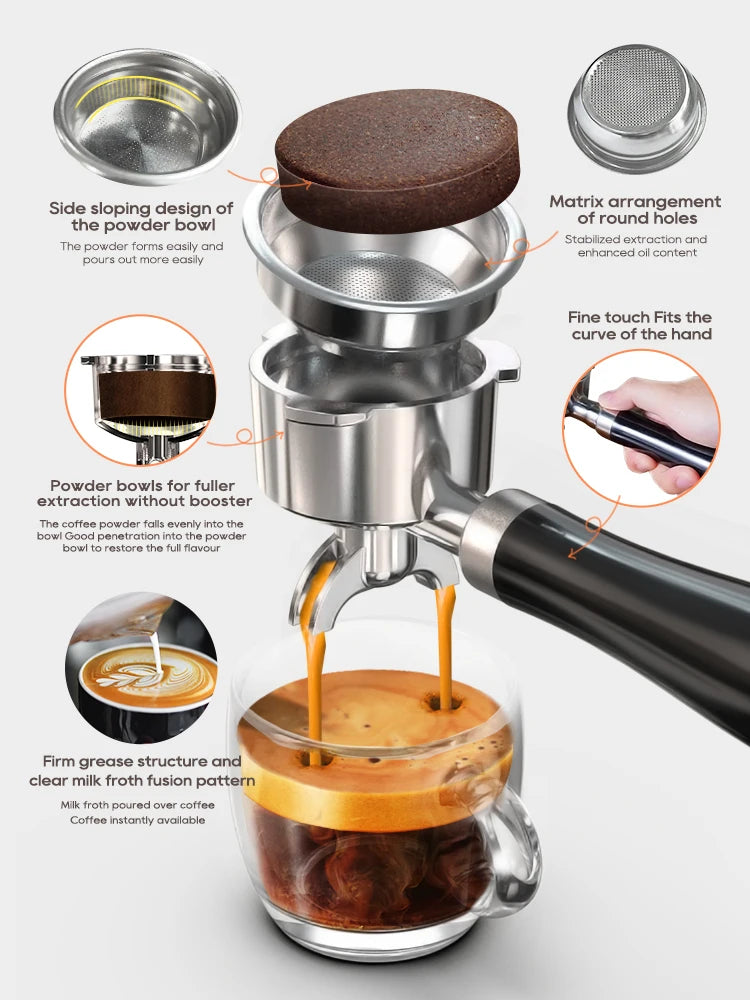 HiBREW 20Bar Semi Automatic Espresso Machine Temperature Control Stainless Steel
