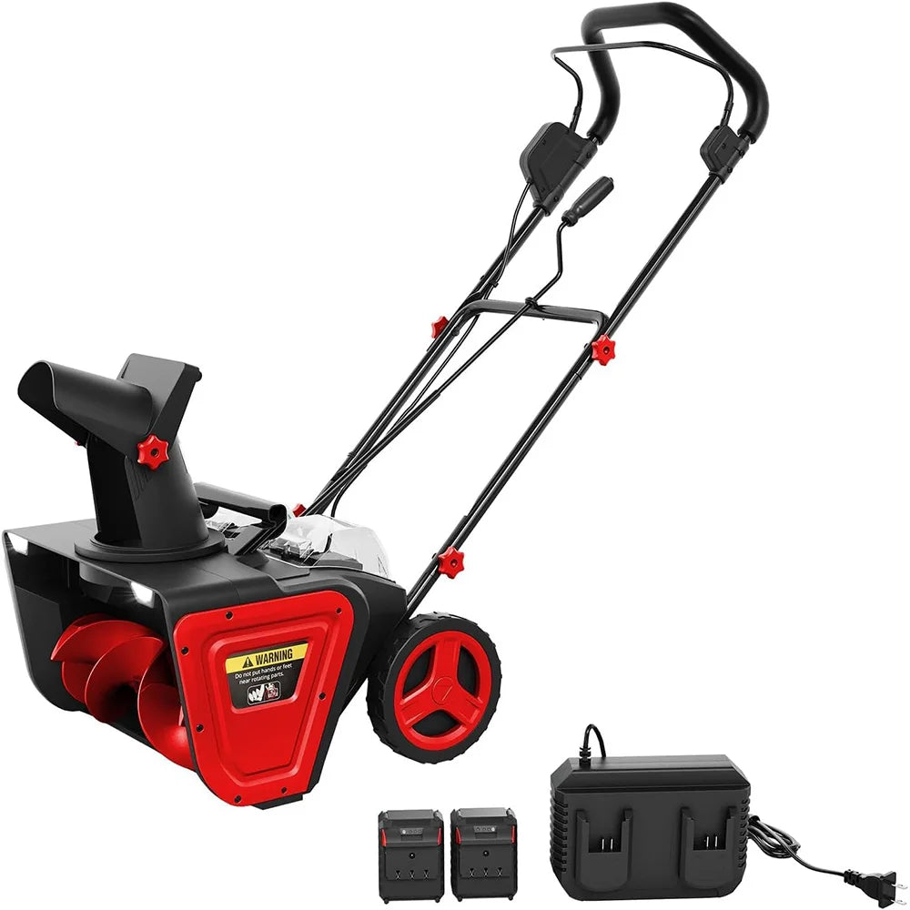 Cordless Brushless Snow Blower With Dual Battery And Led Lighting