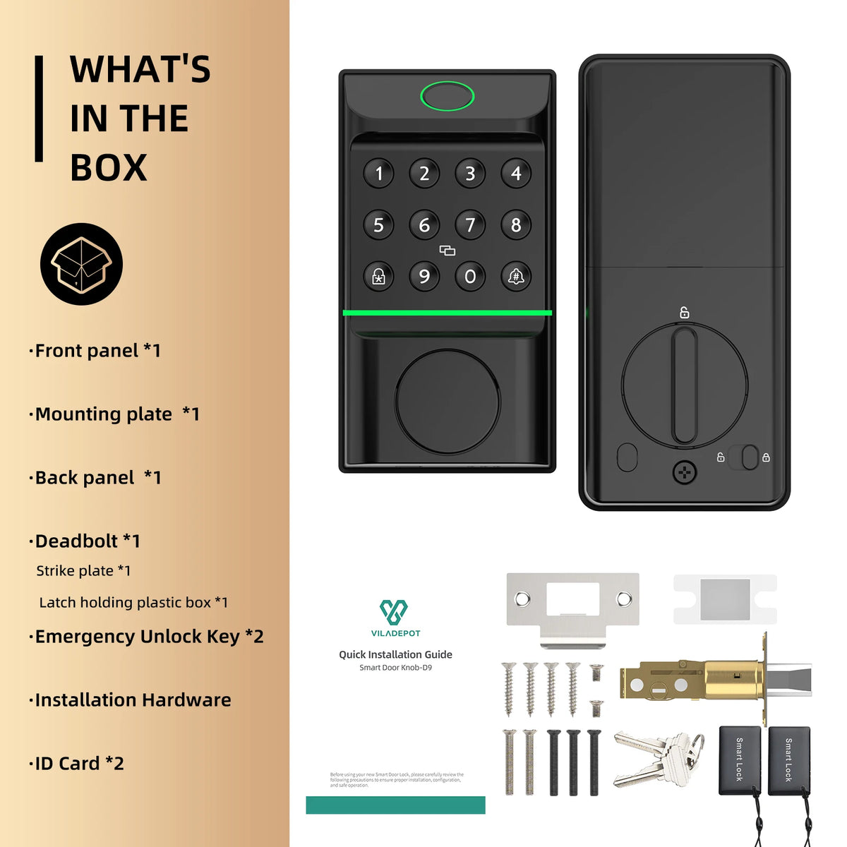 Viladepot Smart Keyless Entry Door Lock With Fingerprint Access