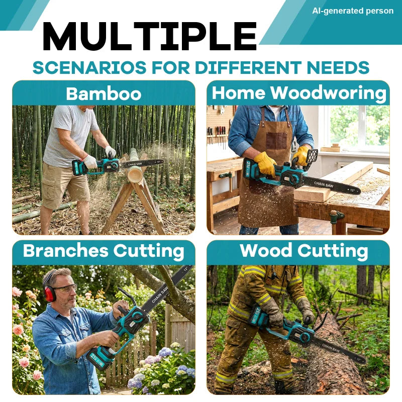 XYSD Cordless Electric Chainsaw With Dual Batteries For Tree Trimming