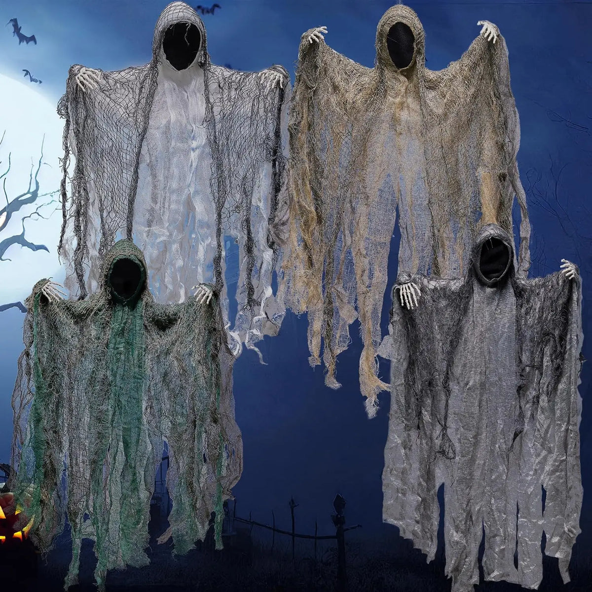 Hanging Faceless Grim Reaper Ghost Decoration Set for Halloween Parties