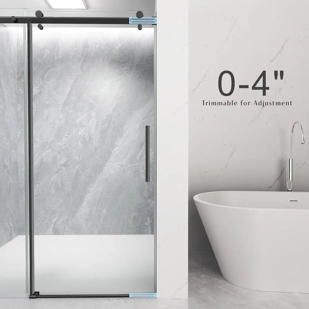 Single Sliding Shower Door With Tempered Glass Panel