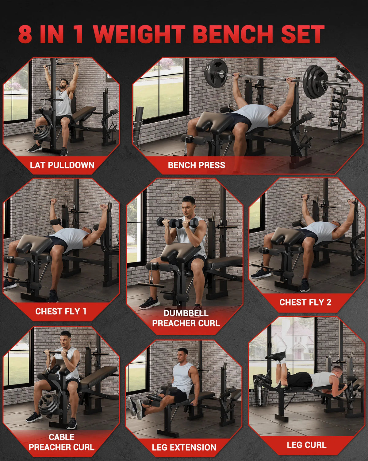 HiMISS Foldable Weight Bench With Leg Developer For Home Workouts