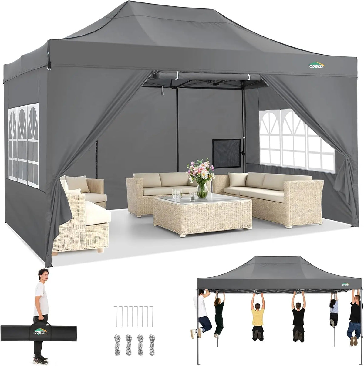 Cobizi Heavy Duty Portable Commercial Outdoor Canopy Tent