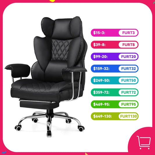 COMHOMA Ergonomic Gaming Chair With Lumbar Support And Footrest