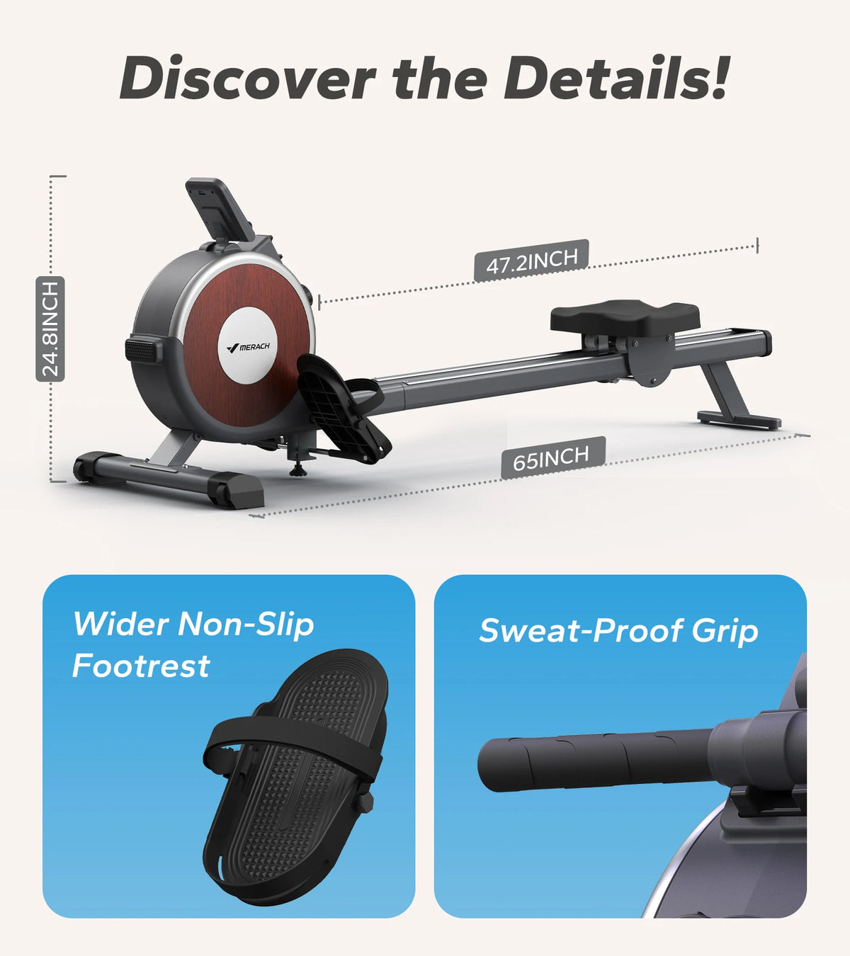 Merach Magnetic Rowing Machine With Bluetooth Silent Operation