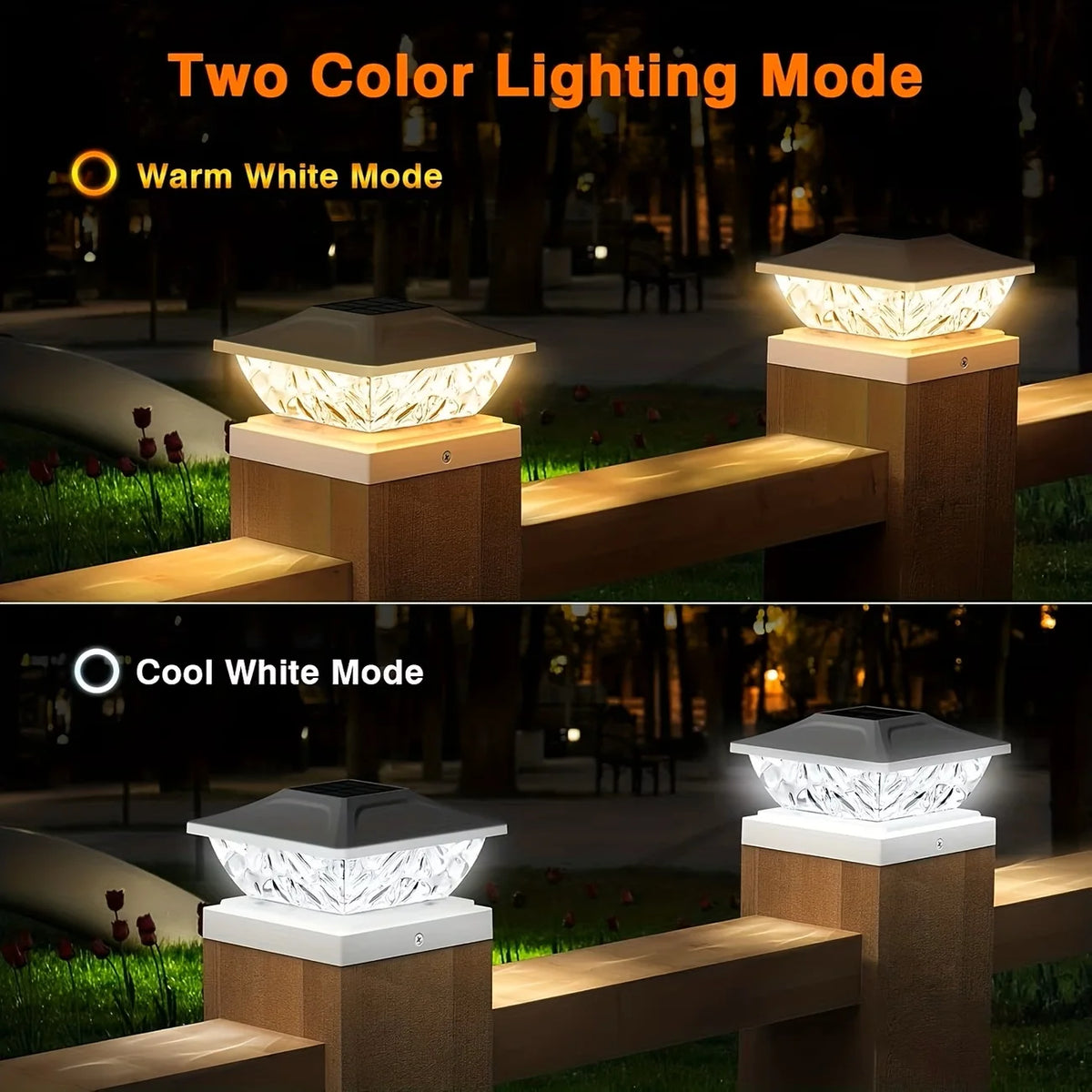Kpstek Solar Led Garden Fence Post Light Outdoor Waterproof