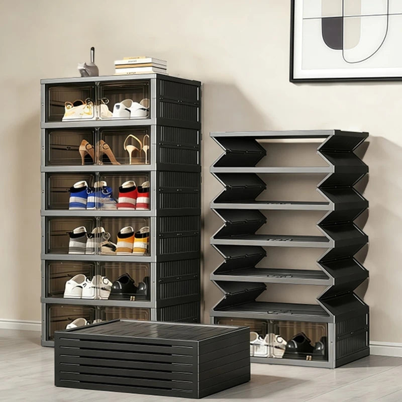 Onenoble Foldable Shoe Cabinet With Clear Front Magnetic Doors