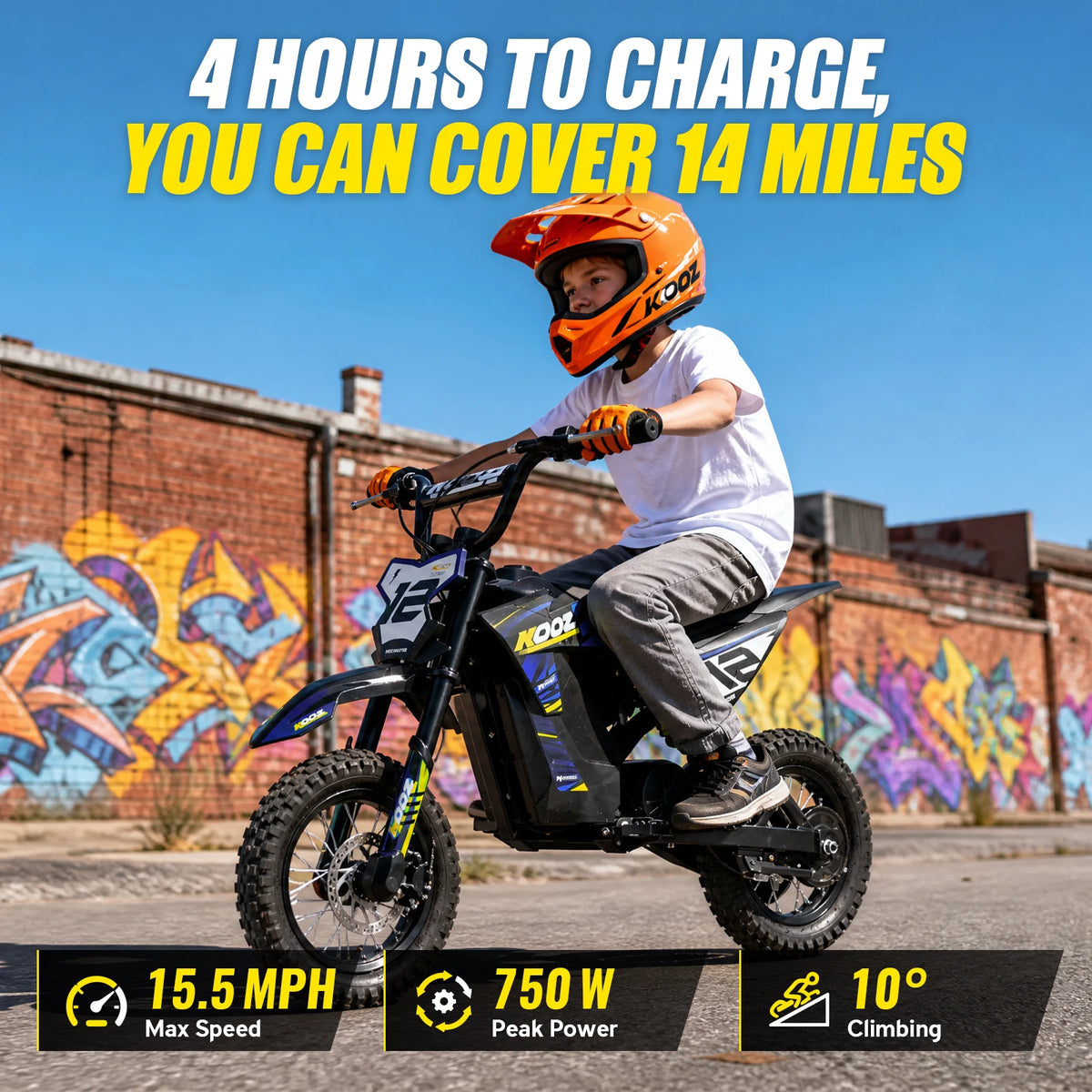 KOOZ HP122E Kids 36V Electric Dirt Bike With Shock Absorber