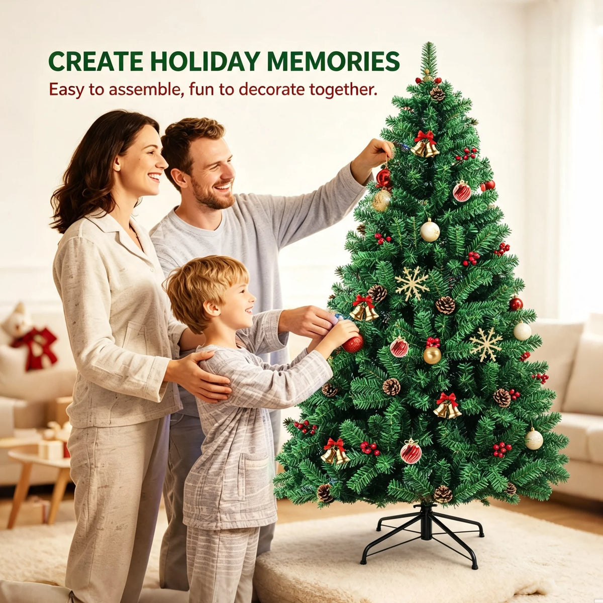 Artificial Christmas Tree With Pine Cones And Red Berries