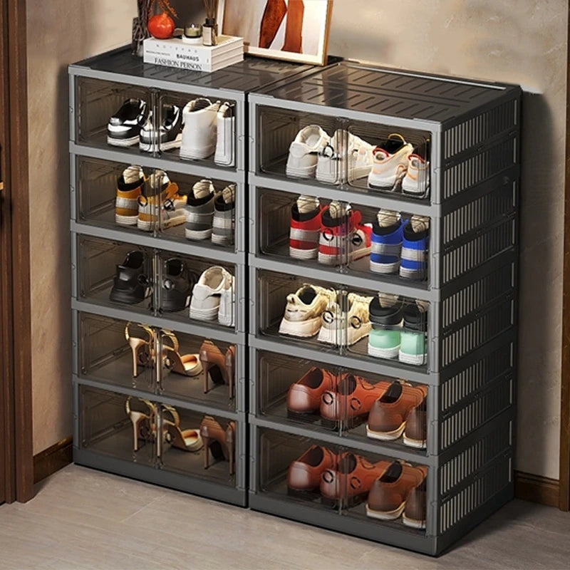 Onenoble Foldable Shoe Cabinet With Clear Front Magnetic Doors