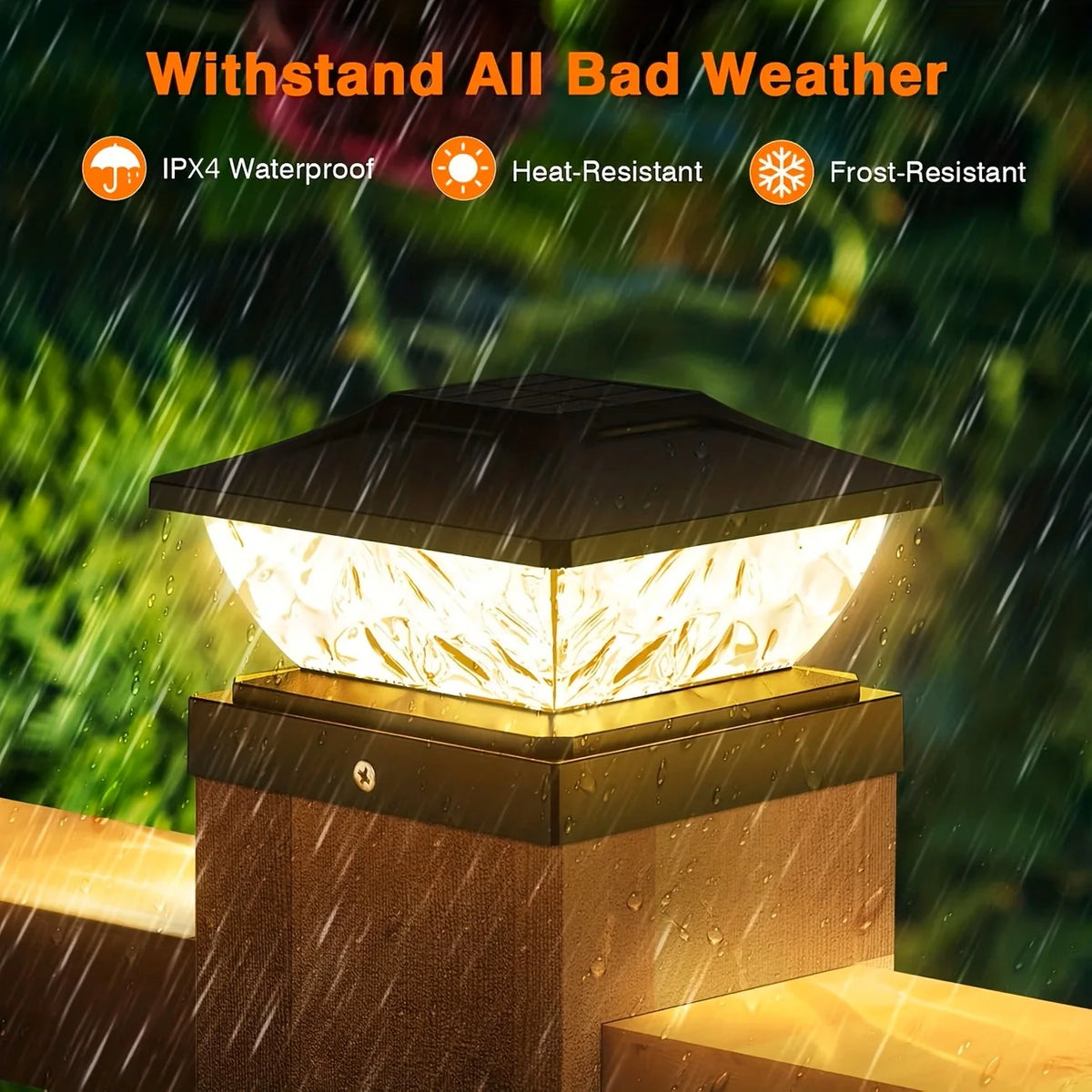Kpstek Solar Led Garden Fence Post Light Outdoor Waterproof