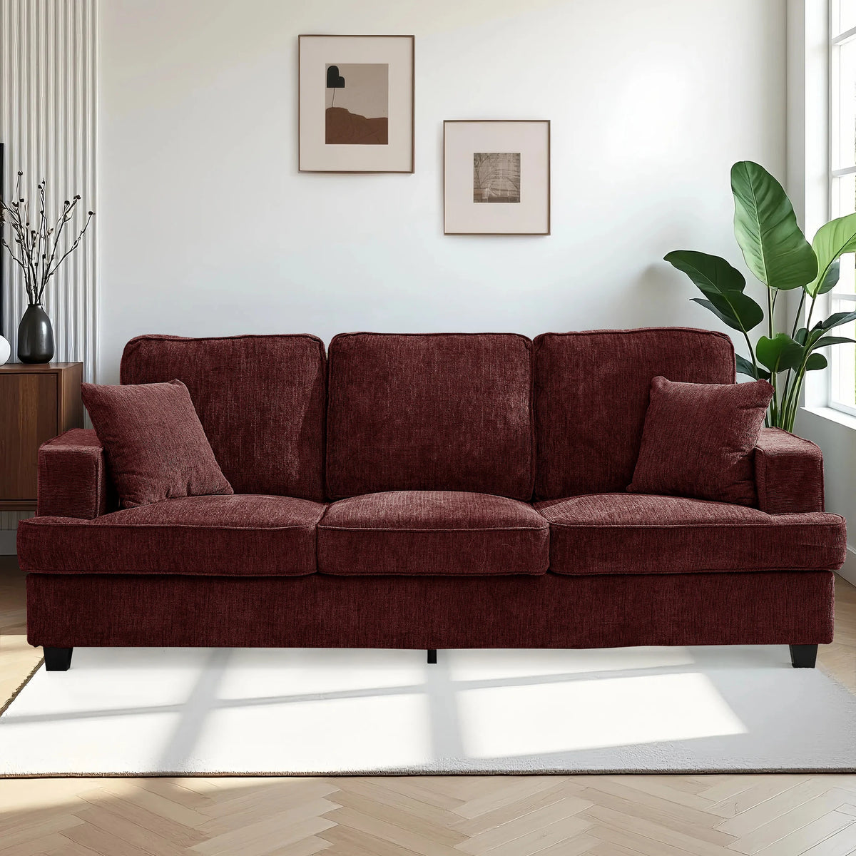 Modern Chenile Cloud Couch Sofa Featuring Sturdy Wooden Frame