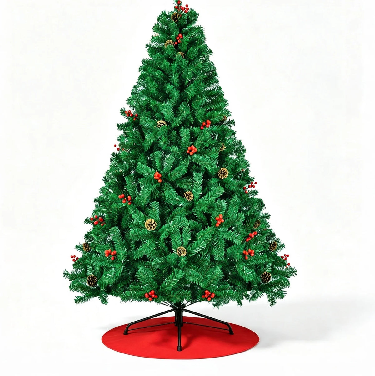 Artificial Christmas Tree With Pine Cones And Red Berries