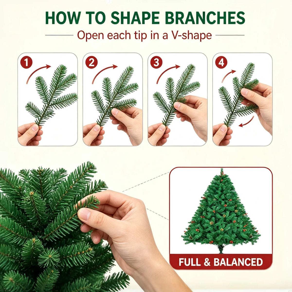 Artificial Christmas Tree With Pine Cones And Red Berries