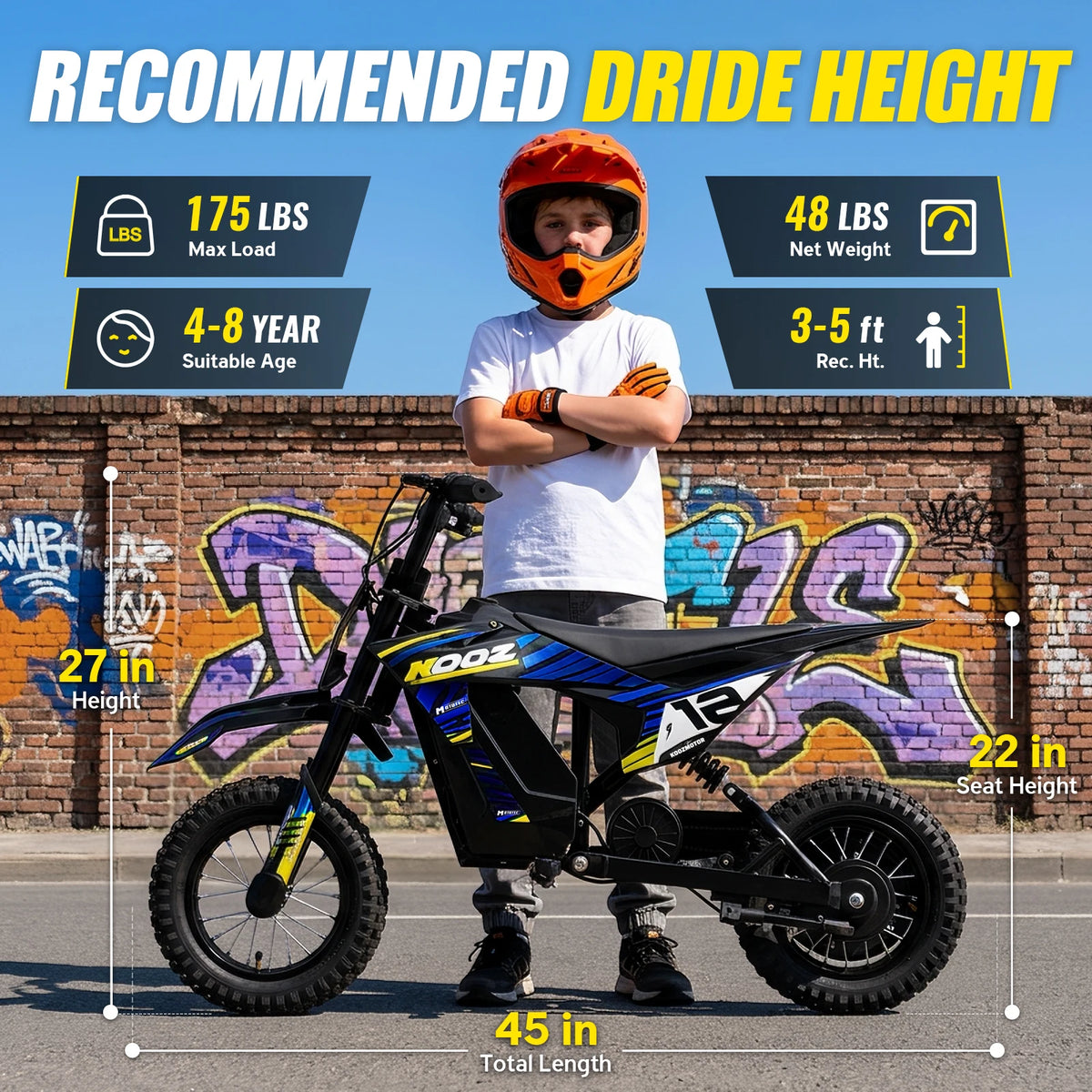 KOOZ HP122E Kids 36V Electric Dirt Bike With Shock Absorber