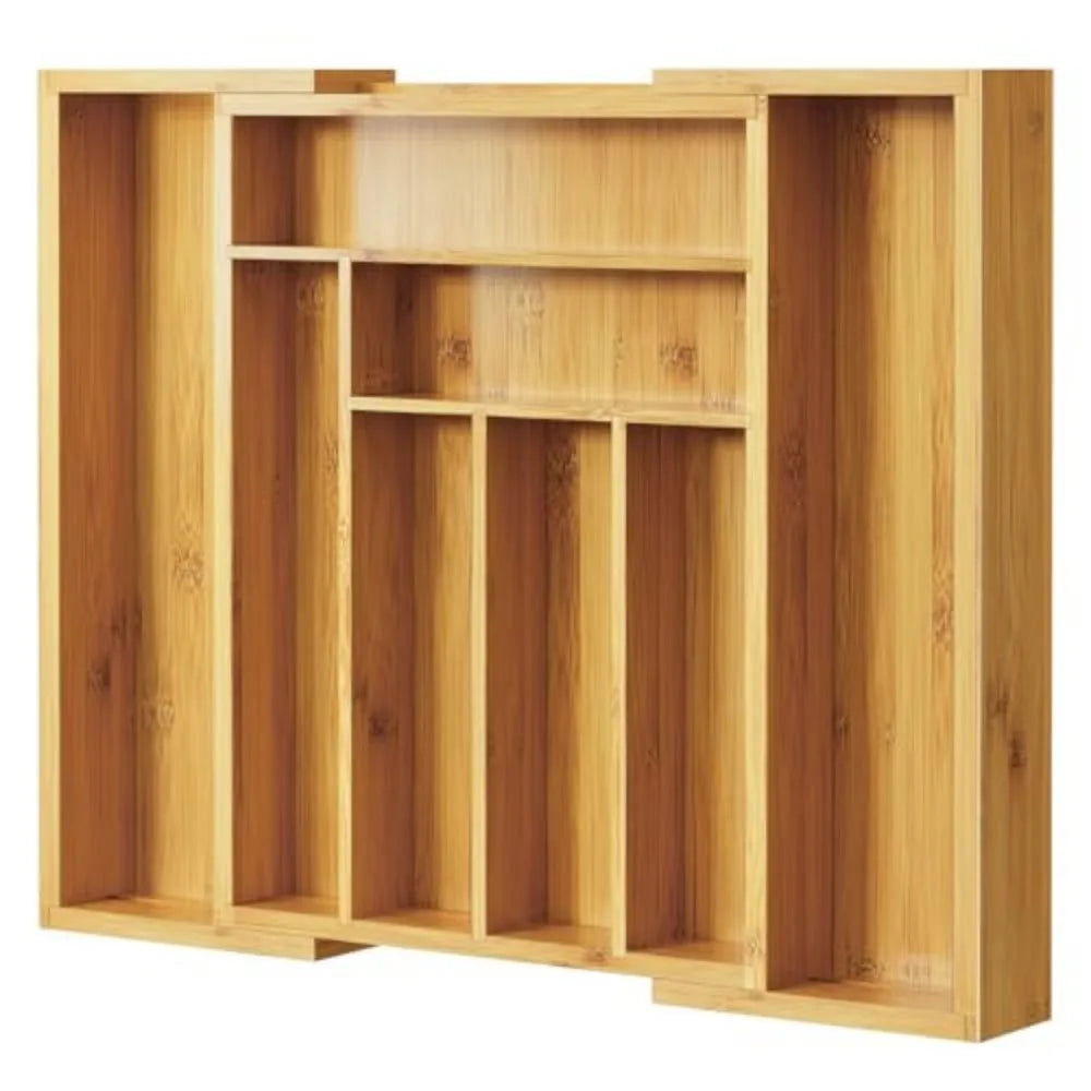 Adjustable Bamboo Silverware Drawer Organizer For Cutlery