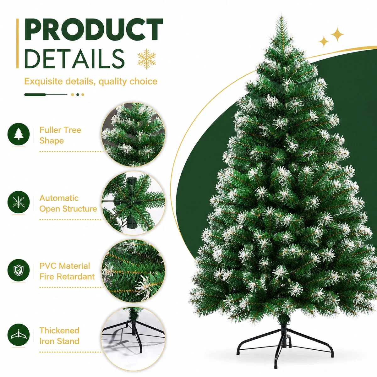 Flocked Artificial Christmas Tree With Metal Base Indoor Holiday Decor
