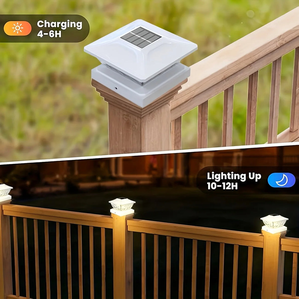 Kpstek Solar Led Garden Fence Post Light Outdoor Waterproof
