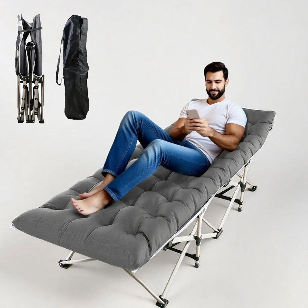 Foldable Outdoor Garden Lounge Chair With Pearl Foam Mattress