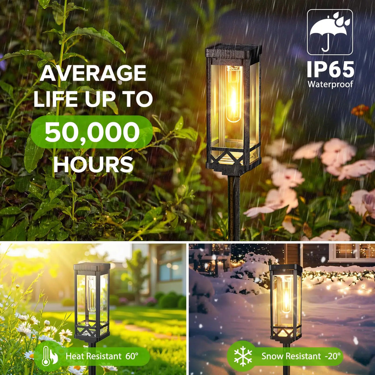 Solar Powered LED Pathway Lights For Outdoor Garden Walkways