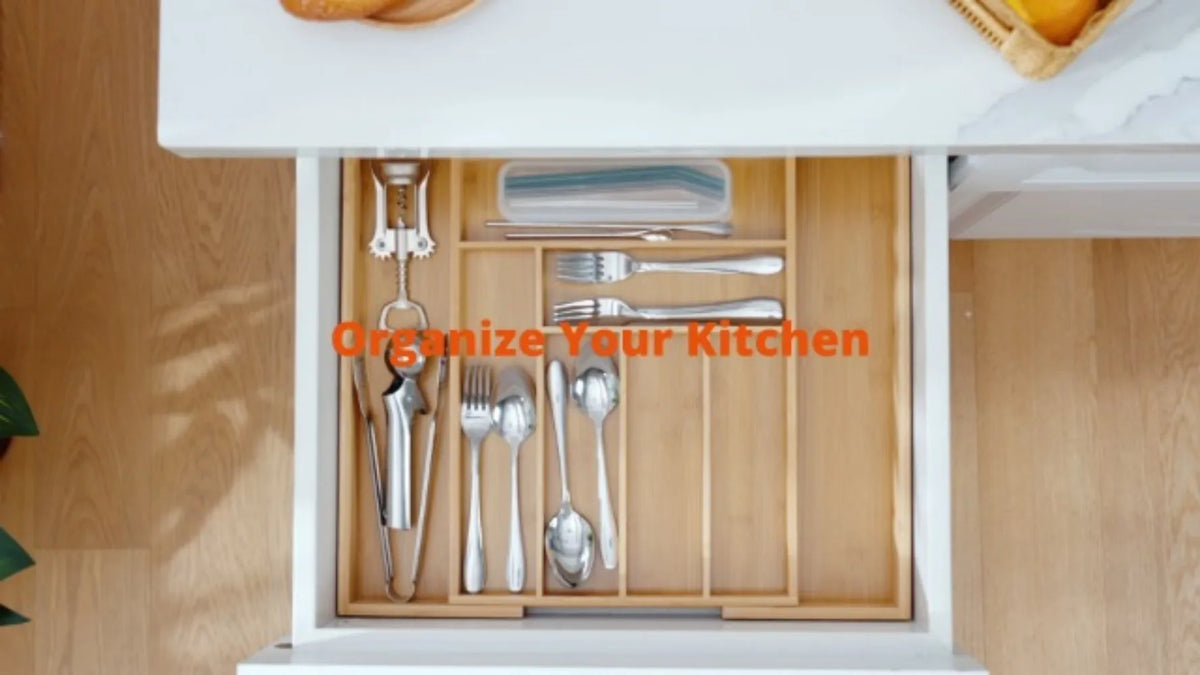Adjustable Bamboo Silverware Drawer Organizer For Cutlery