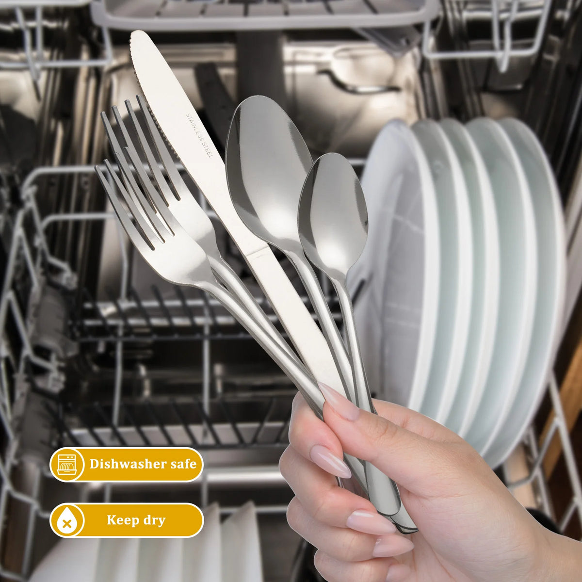 HANSMART Premium Stainless Steel Flatware Set For Everyday Dining Use