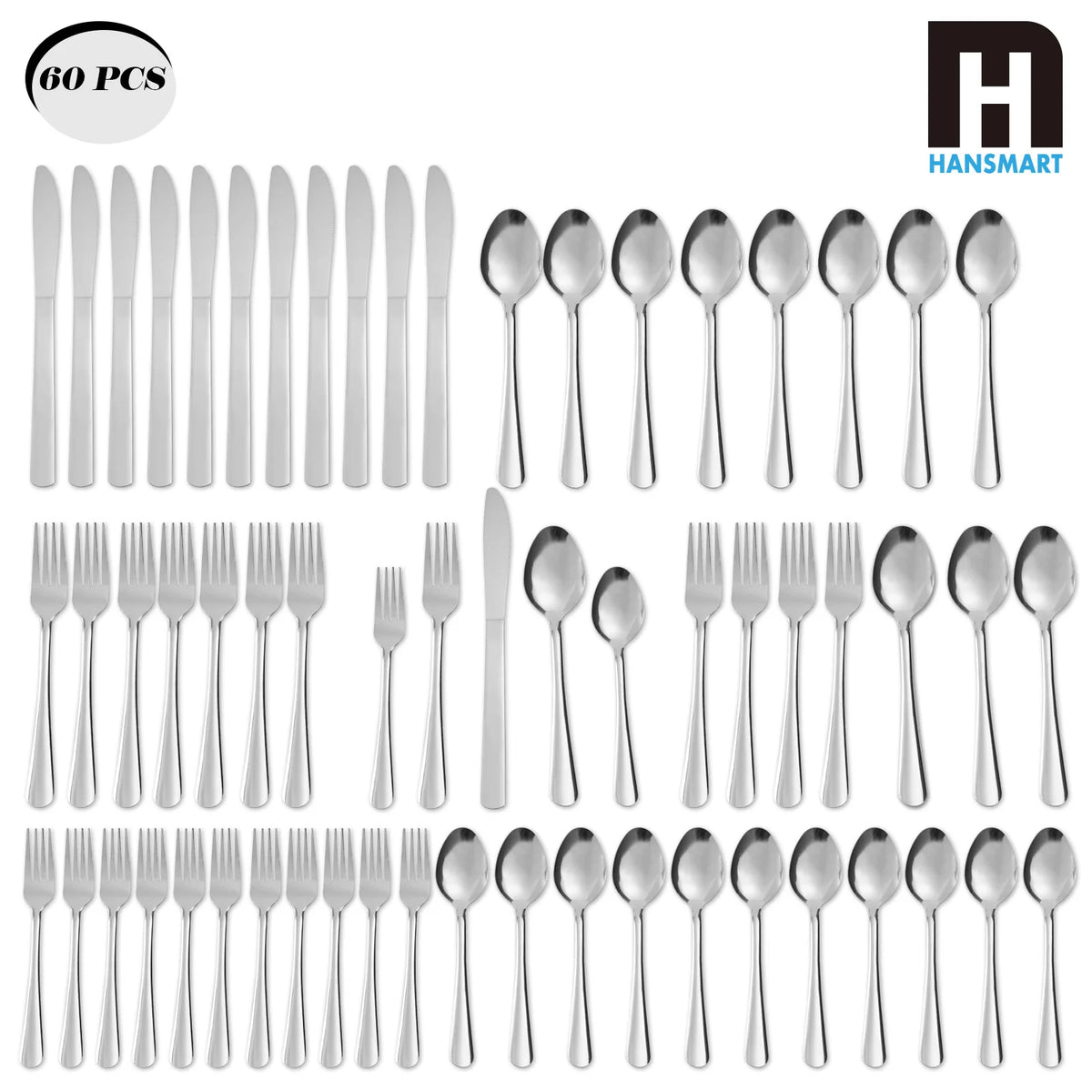 HANSMART Premium Stainless Steel Flatware Set For Everyday Dining Use