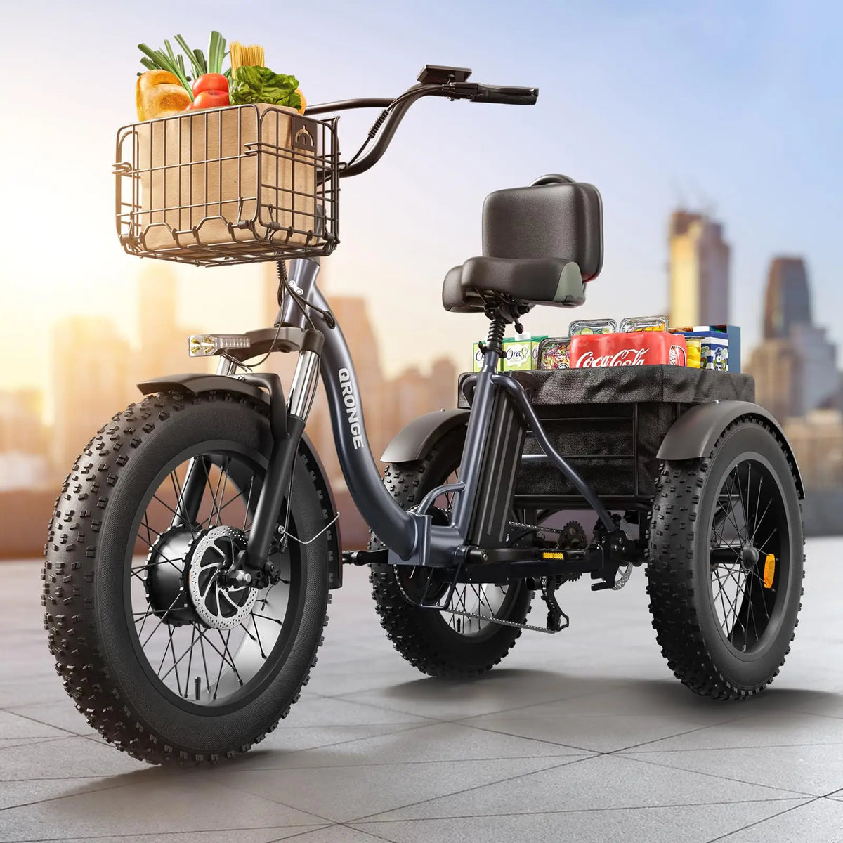 Qronge Electric Tricycle Featuring 1200W Motor And Battery