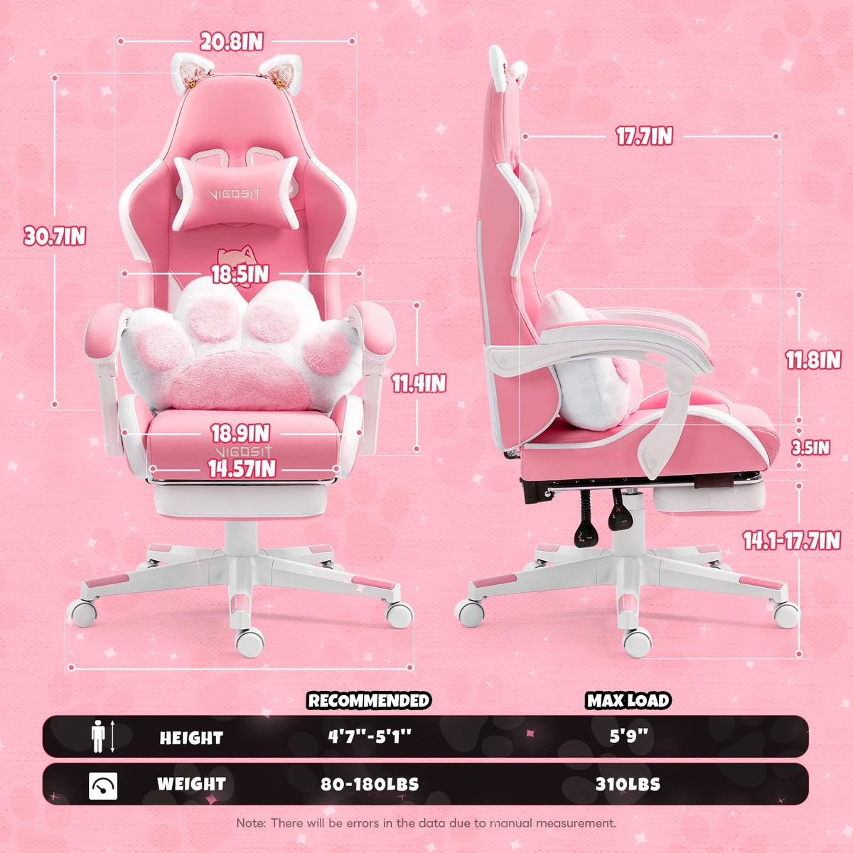 Vigosir Ergonomic Gaming Chair With Adjustable Lumbar Support