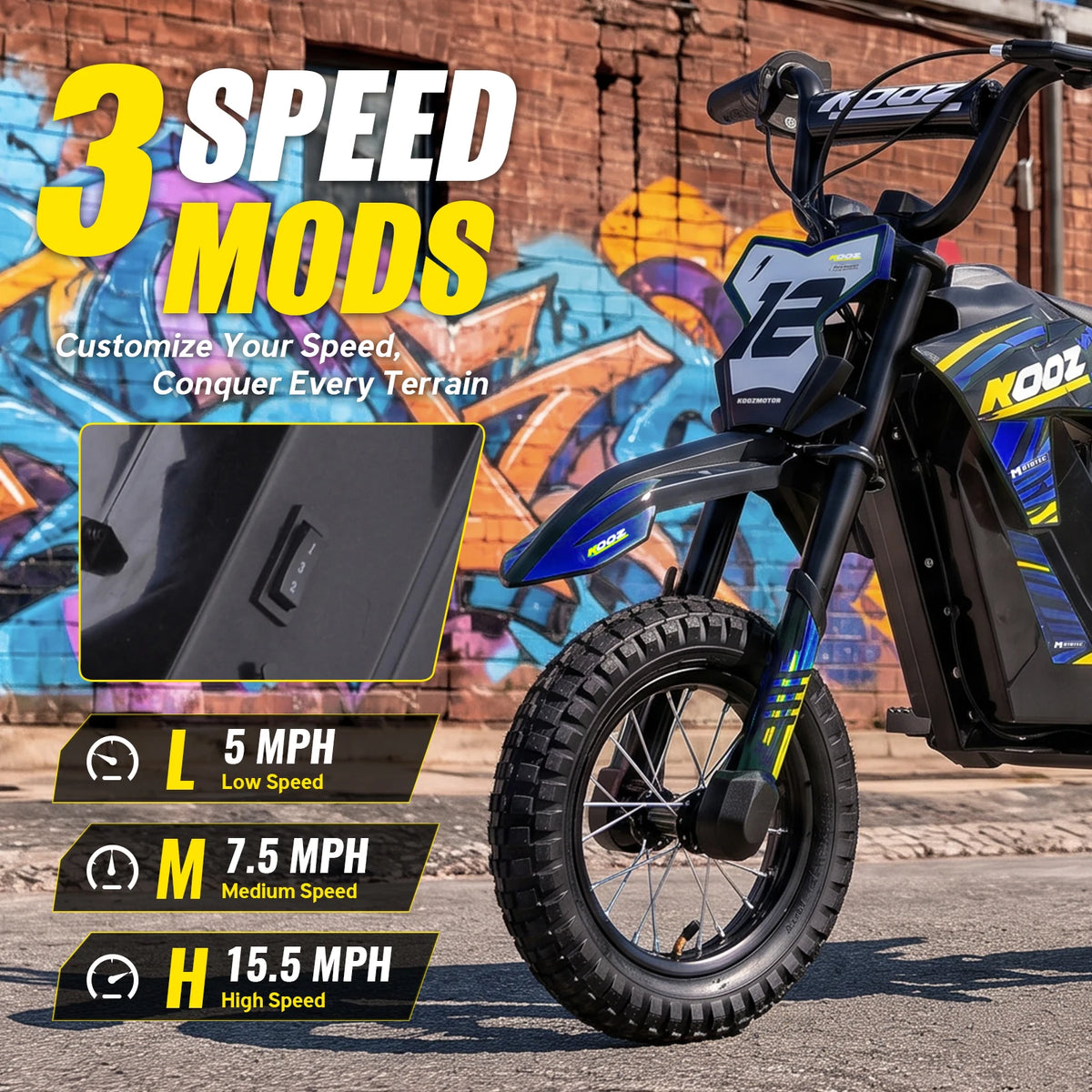 KOOZ HP122E Kids 36V Electric Dirt Bike With Shock Absorber
