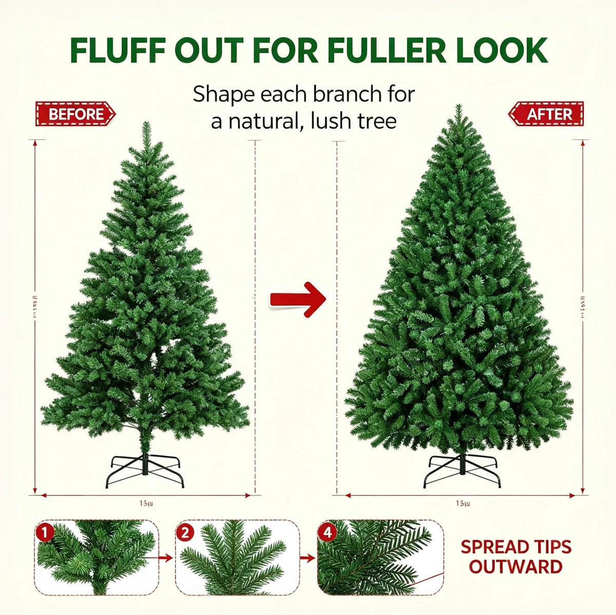 Artificial Christmas Tree With Pine Cones And Red Berries