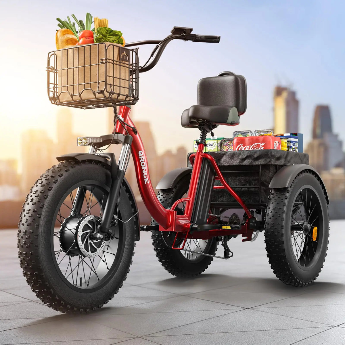 Qronge Electric Tricycle Featuring 1200W Motor And Battery