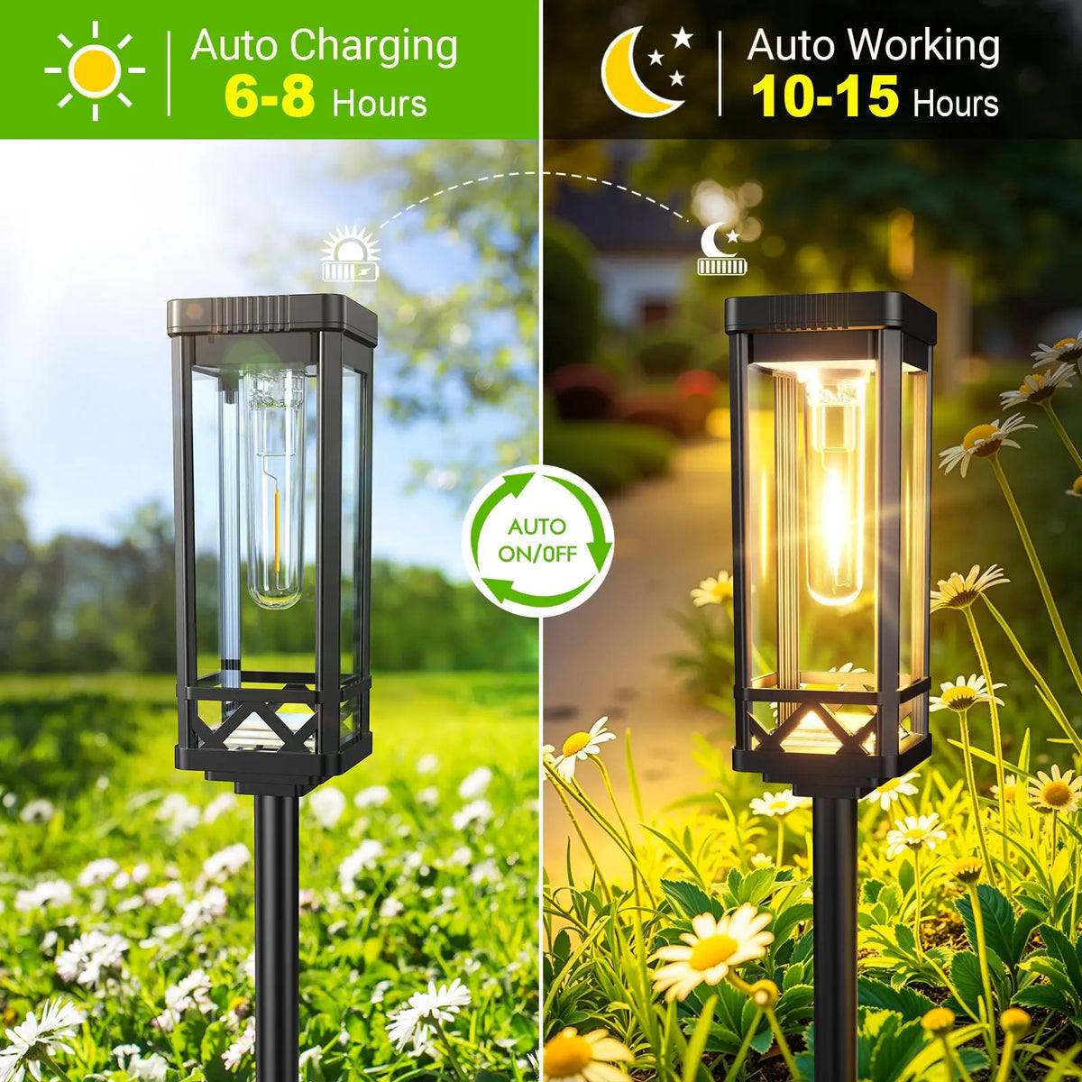 Solar Powered LED Pathway Lights For Outdoor Garden Walkways