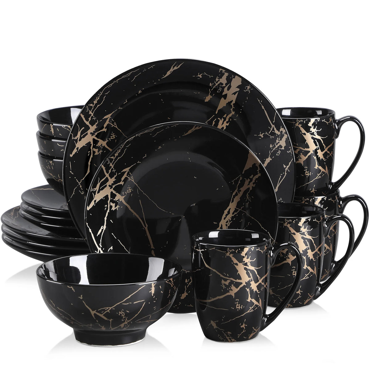 Malacasa Premium Porcelain Dinnerware Set With Gold Splash