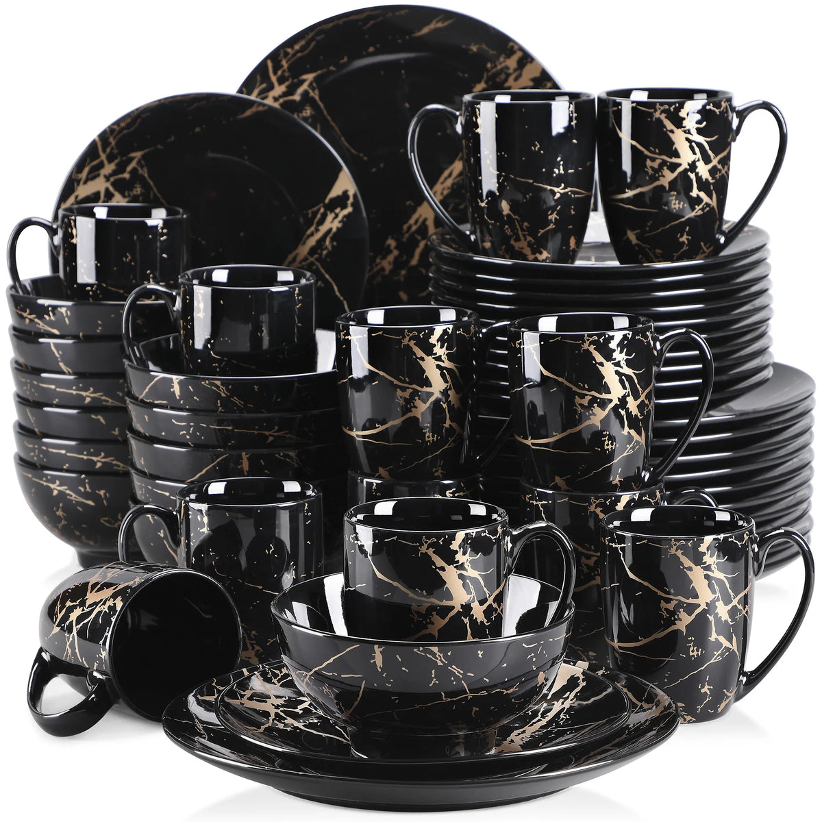 Malacasa Premium Porcelain Dinnerware Set With Gold Splash