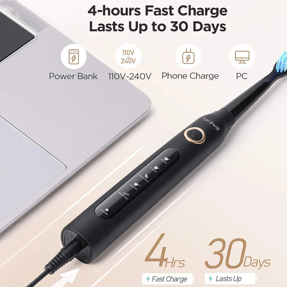 Fairywill FW507 Sonic Electric Toothbrush With USB Charging