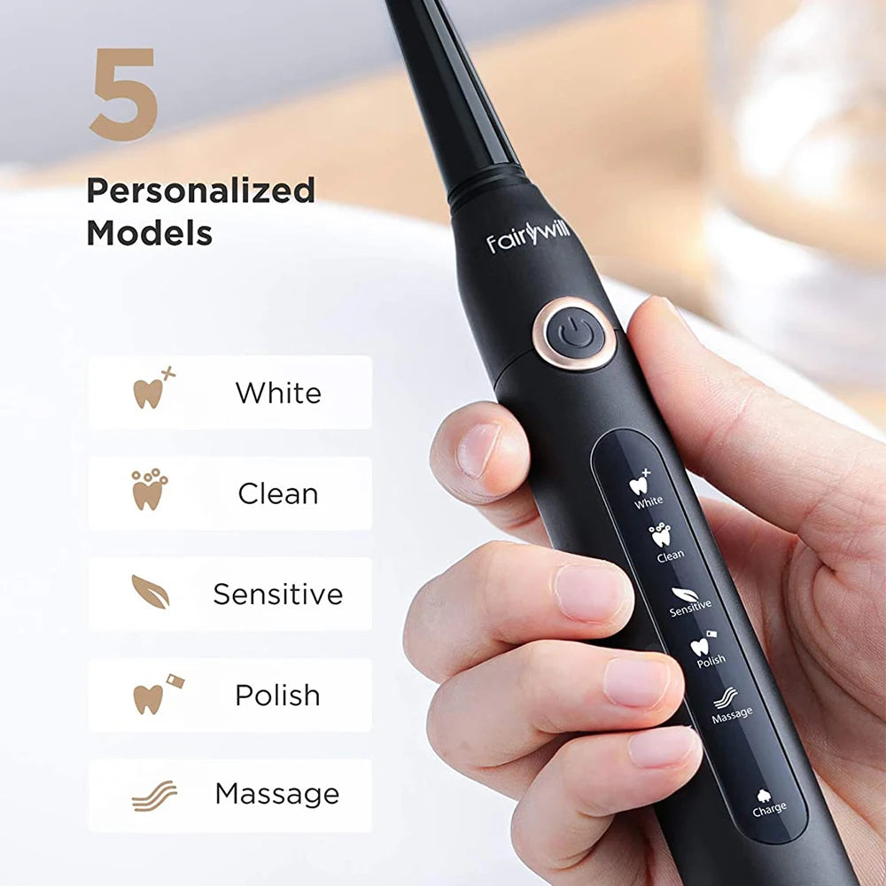 Fairywill FW507 Sonic Electric Toothbrush With USB Charging