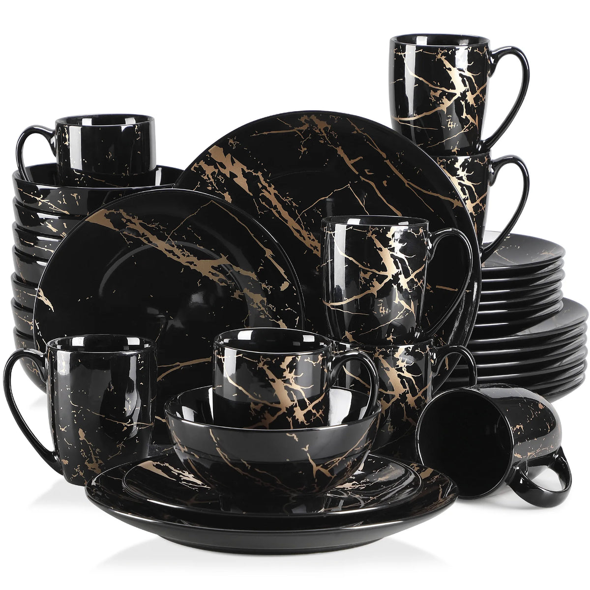 Malacasa Premium Porcelain Dinnerware Set With Gold Splash