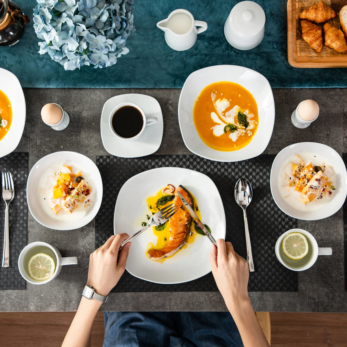 Malacasa Elisa Collection Ceramic Dinner Set With Saucers And Bowls
