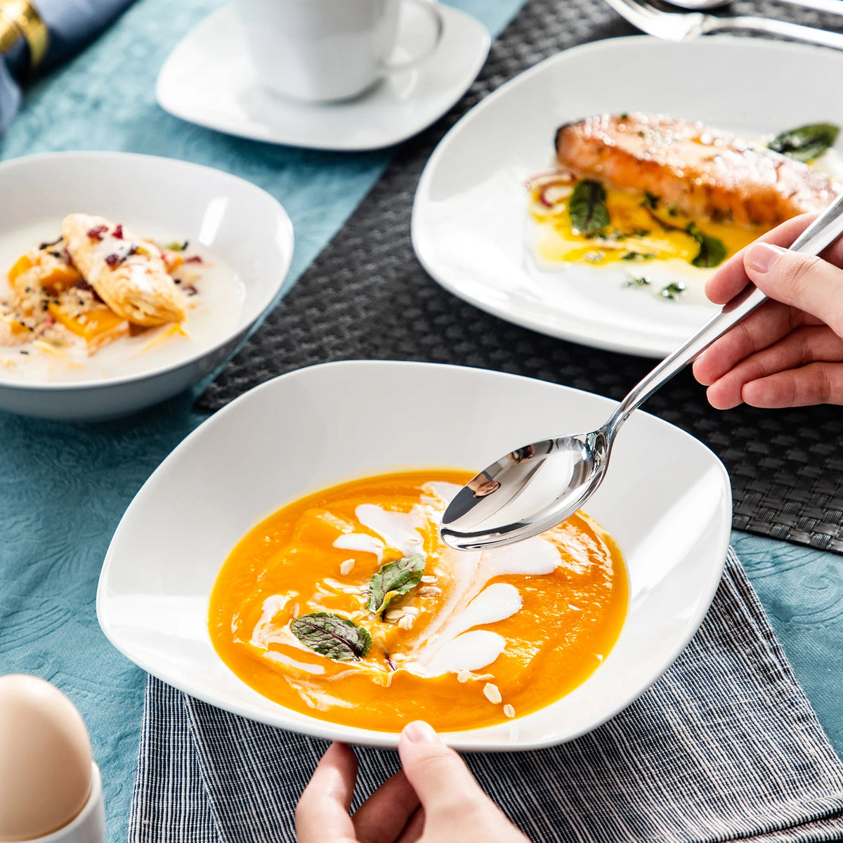 Malacasa Elisa Collection Ceramic Dinner Set With Saucers And Bowls
