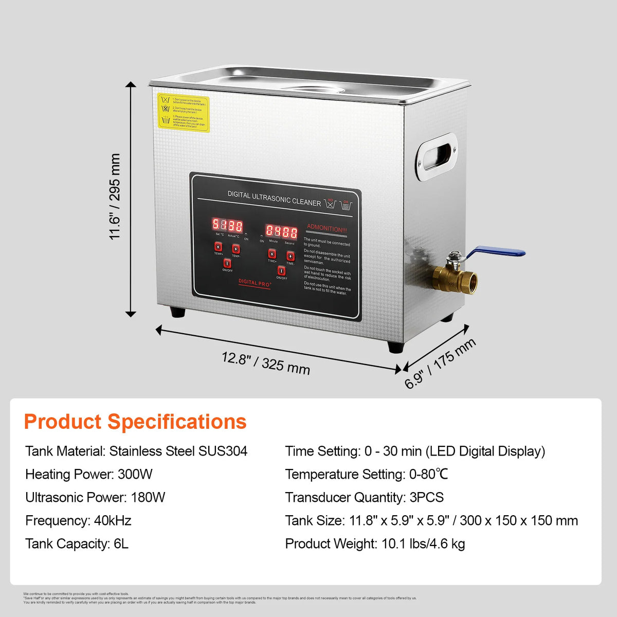 SucceBuy Stainless Steel Ultrasonic Cleaner Portable Home Appliance