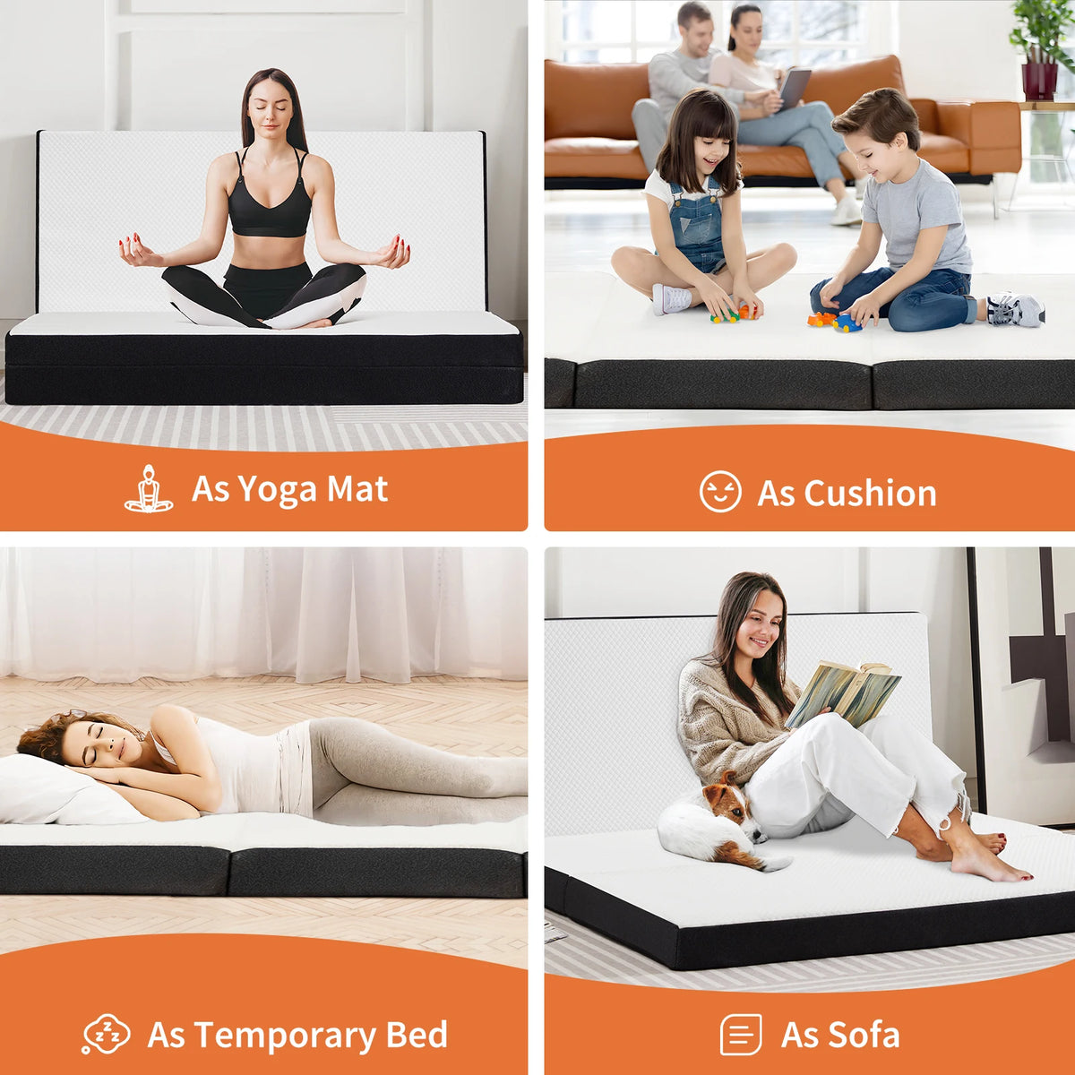 JHK Tri Fold Memory Foam Mattress With Portable Washable Cover