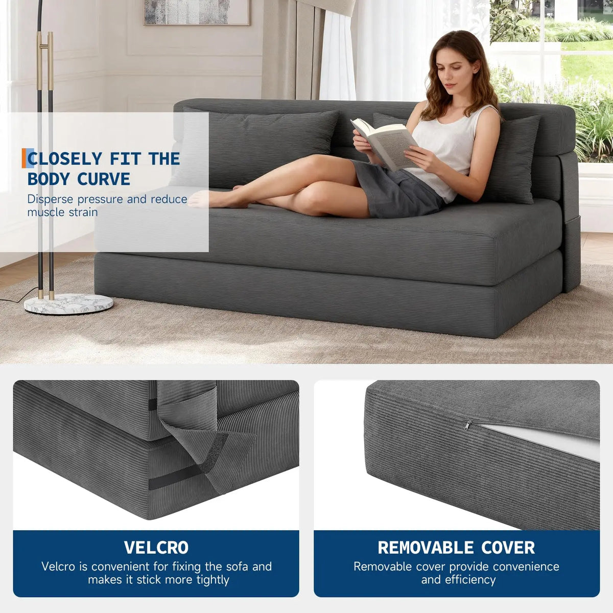 HobbyLane Folding Sofa Bed Convertible Sleeper Loveseat For Home