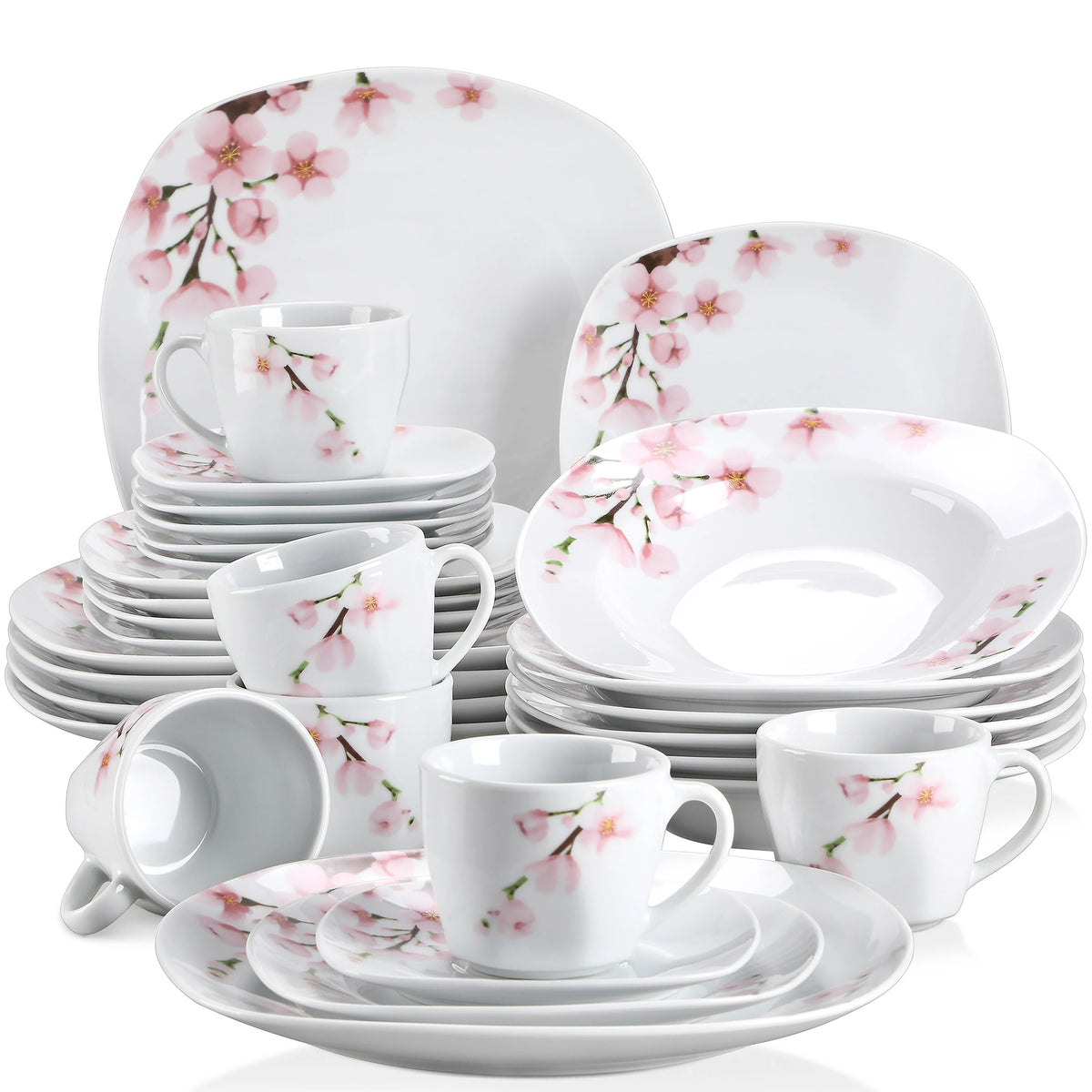 Malacasa Porcelain Floral Dinnerware Set Service For Six